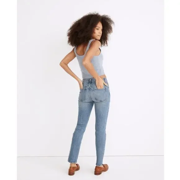 NWT Madewell The Mid-Rise Perfect Vintage Jean in Ainsdale Wash: Knee-Rip Sz 24